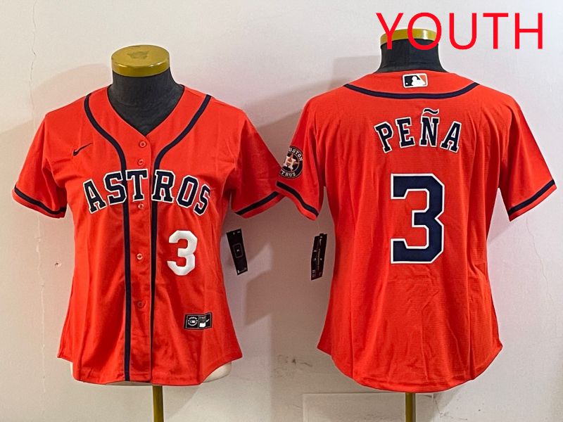 Youth Houston Astros 3 Pena Orange Game 2025 Nike MLB Jersey style 2